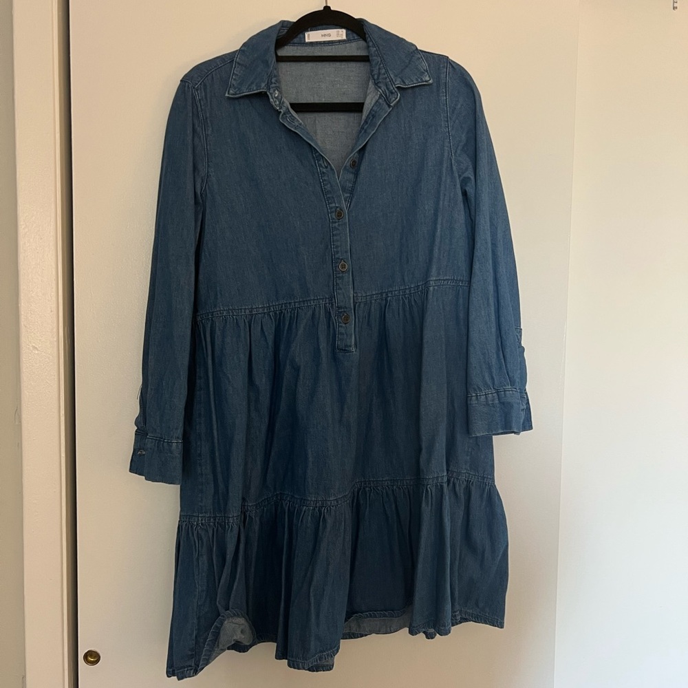 Blue denim long sleeve dress from Mango. Super soft denim material